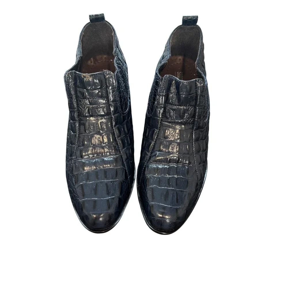 Stacy Adams Mens Navy Blue Croc Embossed Leather Ankle Boots 21112-400 8.5M